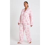 boohoo Women's Plus Matching Family Candy Cane Print Fleece Trouser Pj Set in Pink | Size: 20