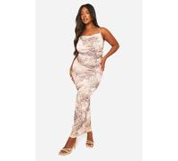 boohoo Women's Plus Mesh Leopard Print Lace Detail Maxi Dress | Size: 26