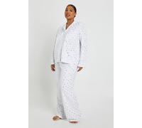 boohoo Women's Plus Metallic Snowflake Fleece Pyjama Set in White | Size: 18