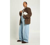 boohoo Women's Plus Mid Waist Twisted Seam Barrel Leg Jean in Bleach Wash | Size: 26