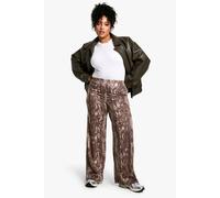 boohoo Women's Plus Mixed Animal Print Wide Leg Trousers in Snake | Size: 22