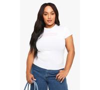 boohoo Women's Plus More Pizza Less Drama Baby T-Shirt in White | Size: 16