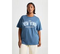 boohoo Women's Plus New York 1989 Printed T-Shirt in Indigo | Size: 22