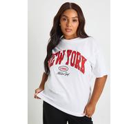 boohoo Women's Plus New York Oversized T-Shirt in White | Size: 18