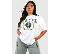 boohoo Women's Plus New York Printed T-Shirt in White | Size: 28