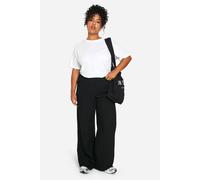 boohoo Women's Plus Nylon Wide Leg Trouser in Black | Size: 26