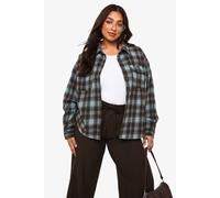 boohoo Women's Plus Oversized Check Shirt in Chocolate | Size: 24