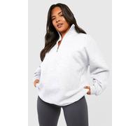 boohoo Women's Plus Oversized Half Zip Sweatshirt in Grey Marl | Size: 18