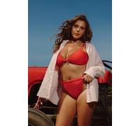 boohoo Women's Plus Padded Knot Front Detail Bikini Top in Red | Size: 24