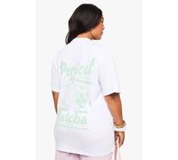 boohoo Women's Plus Perfect Matcha Oversized T-Shirt in White | Size: 18
