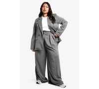 boohoo Women's Plus Pleat Front Marl Wide Leg Trouser in Grey Marl | Size: 28