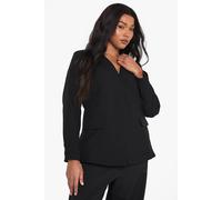 boohoo Women's Plus Plunge Tailored Blazer in Black | Size: 16