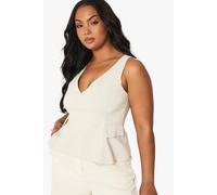 boohoo Women's Plus Plunge Tailored Top in Stone | Size: 24