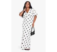 boohoo Women's Plus Polka Dot Maxi Dress in Ivory | Size: 22