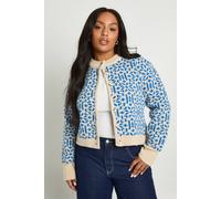 boohoo Women's Plus Premium Christmas Fairisle Knitted Cardigan in Blue | Size: 24/26