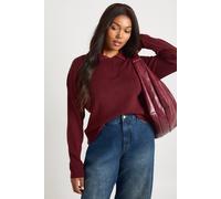 boohoo Women's Plus Premium Long Sleeve Collared Rib Knit Top in Chocolate | Size: 26