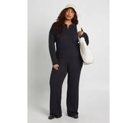 boohoo Women's Plus Premium Rib Knit Wide Leg Trouser in Charcoal | Size: 24