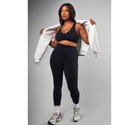 boohoo Women's Plus Premium Sculpt Seamless Bum Scrunch Legging Pants in Black | Size: 16/18