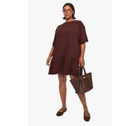 boohoo Women's Plus Rib Drop Hem Smock Dress in Chocolate | Size: 22