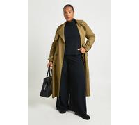 boohoo Women's Plus Rib High Neck Cap Sleeve Top & Wide Leg Trousers Co Ord in Black | Size: 28