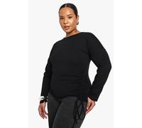 boohoo Women's Plus Ruched Side Cotton Top in Black | Size: 18
