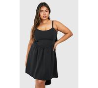 boohoo Women's Plus Scuba Bow Detail Skater Dress in Black | Size: 26