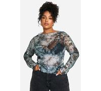 boohoo Women's Plus Seam Detail Slouchy Long Sleeve Top in Green | Size: 26