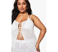 boohoo Women's Plus Shell Embellished Beach Cami in White | Size: 18