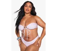 boohoo Women's Plus Shell Print Trim Bandeau Top in Purple | Size: 28