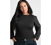 boohoo Women's Plus Shirred Peplum Top in Black | Size: 22