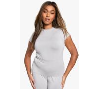 boohoo Women's Plus Short Sleeve Modal Lounge T-Shirt in Ash Grey | Size: 18