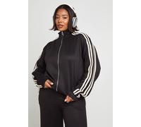 boohoo Women's Plus Side Stripe Tricot Zip Up Jacket in Black | Size: 24