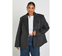 boohoo Women's Plus Single Breasted Oversized Blazer in Charcoal | Size: 26