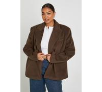 boohoo Women's Plus Single Breasted Oversized Blazer in Mocha | Size: 26
