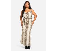 boohoo Women's Plus Snake Chiffon Cowl Maxi Dress | Size: 18