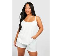 boohoo Women's Plus Soft Ribbed Cami Top in Ivory | Size: 22
