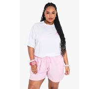 boohoo Women's Plus Starfish Trim Linen Beach Shorts in Pink | Size: 20/22