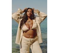 boohoo Women's Plus Stripe Linen Look Oversized Shirt in Ecru | Size: 16