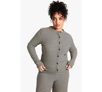 boohoo Women's Plus Stripe Long Sleeve Button Down Top in Black | Size: 26