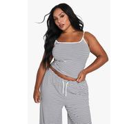 boohoo Women's Plus Striped Contrast Binding Vest Top in Black/White | Size: 22
