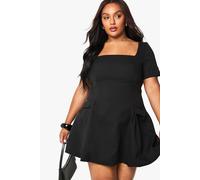 boohoo Women's Plus Structured Tailored Shift Dress in Black | Size: 18