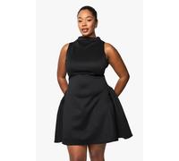 boohoo Women's Plus Structured Volume Skater Dress in Black | Size: 26