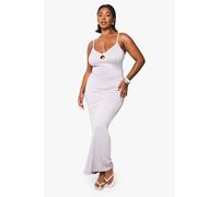 boohoo Women's Plus Super Soft Contrast Keyhole Maxi Dress in Grey Marl | Size: 22