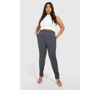 boohoo Women's Plus Super Stretch Bengaline Fitted Trousers in Charcoal | Size: 28