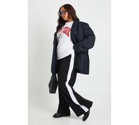 boohoo Women's Plus Supersoft Contrast Stripe Wide Leg Trouser in Black | Size: 16