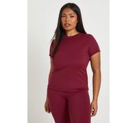 boohoo Women's Plus Supersoft Peached Sculpt Top in Berry | Size: 28