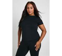 boohoo Women's Plus Supersoft Peached Sculpt Top in Black | Size: 20