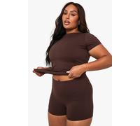 boohoo Women's Plus Supersoft Peached Sculpt Top in Coffee | Size: 28