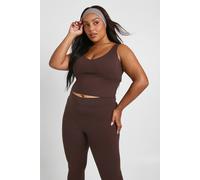 boohoo Women's Plus Supersoft Seam Fitted Vest in Coffee | Size: 28