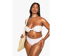 boohoo Women's Plus Swimwear Essentials Ditsy Floral Knot Bandeau Bikini Top in Pink | Size: 22